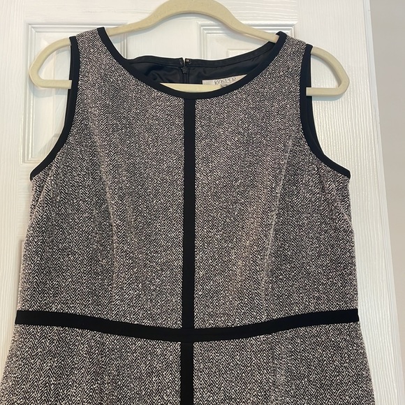 Kasper Separates Black and White Herringbone Tweed Dress - Picture 4 of 12